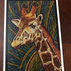 Lantern Press, Paper Mosaic, Giraffe, Postcard